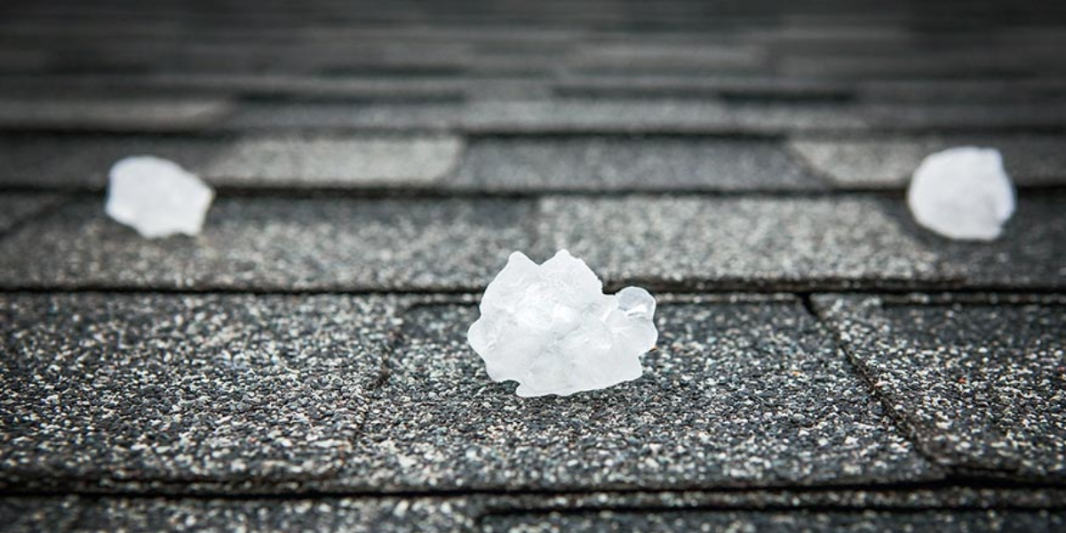 Hail damage to roof shingle